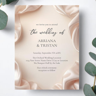Blush Satin Fabric Elegant Wedding Invitation