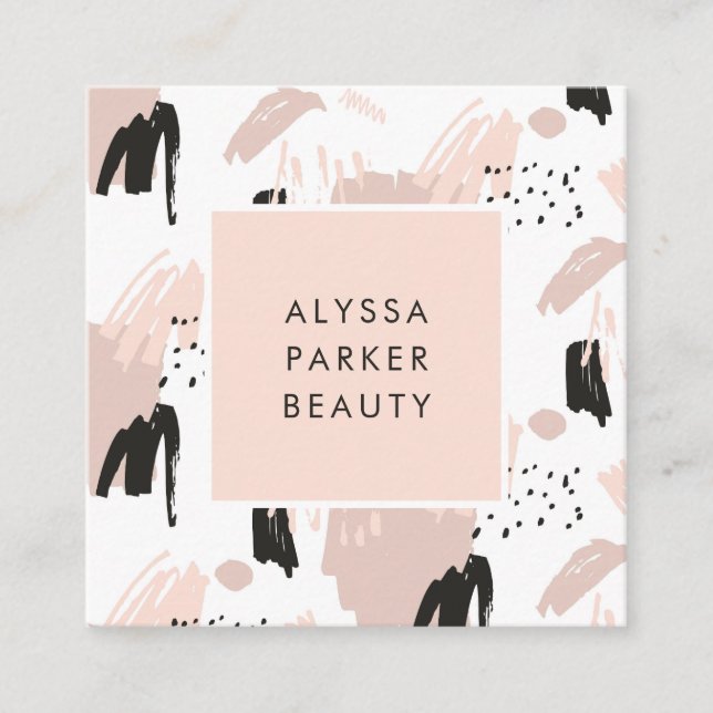 Blush Scribble | Trendy and Chic Square Business Card (Front)