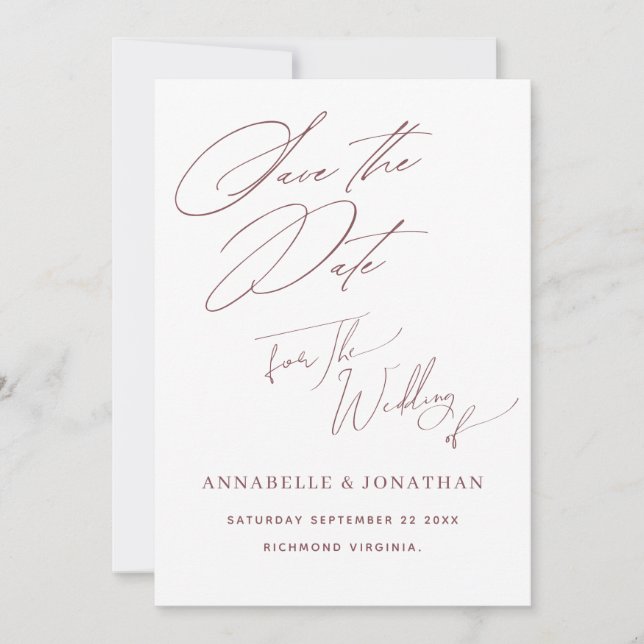 Blush Script Save The Date Wedding Invitation (Front)