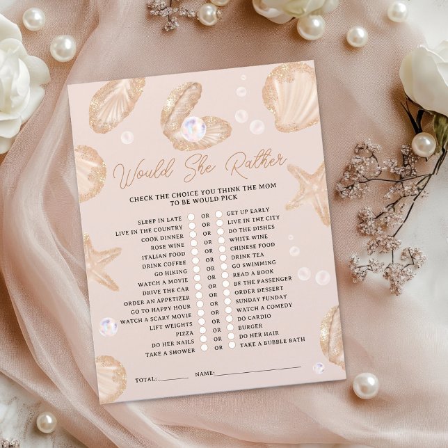 Blush Seashell "Would She Rather" Baby Shower game (Blush Seashell "Would She Rather" Baby Shower game)