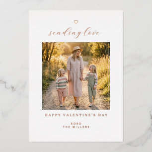 Blush Sending Love Photo Foil Holiday Card