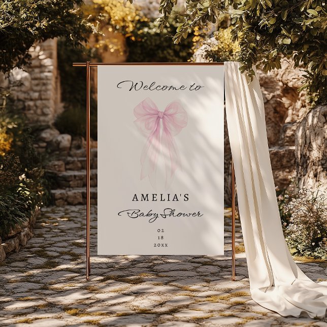 Blush Sheer Bow Welcome Baby Girl Banner (Creator Uploaded)