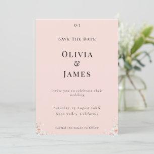 Blush Silk Pink Whispered Petals Modern Floral  Save The Date