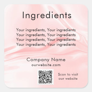 Blush silk product ingredient list qr code label