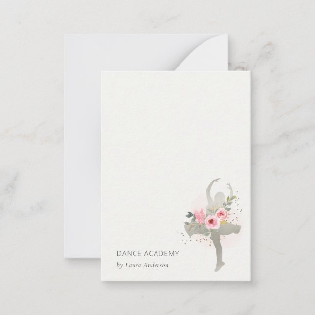 Blush Silver Floral Girl Dancer Dance Academy Logo Card (Front)