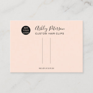 Blush simple logo hair clip barrette display business card