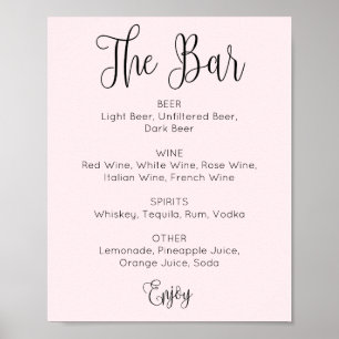 Blush simple script wedding bar. Alcohol drinks Poster