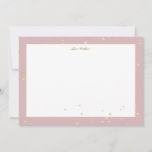 Blush sky and gold stars monogram card