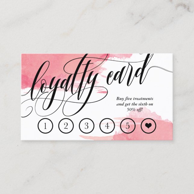 Blush Smudges - Calligraphy Loyalty Punch Card (Front)