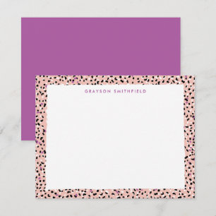 Blush Snow Leopard Print Personal Stationery Card