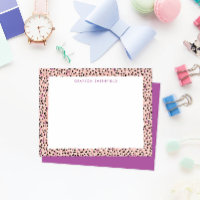 Blush Snow Leopard Print Personal Stationery Card