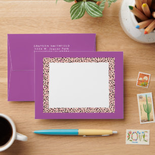 Blush Snow Leopard Print Personal Stationery Card Envelope