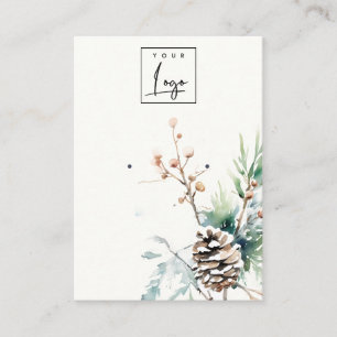 Blush Snow Winter Berries Logo Earring Stud Holder Business Card