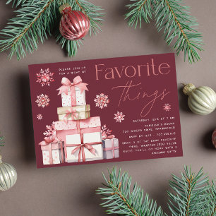Blush Snowflake Christmas Favourite Things Party Invitation