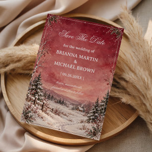 Blush Snowy Countryside Winter Serenity Save The Date