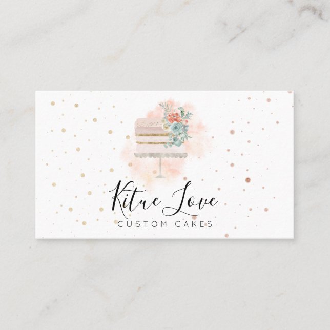 Blush Soft Pink Pastry Patisserie Cake Baker Business Card (Front)