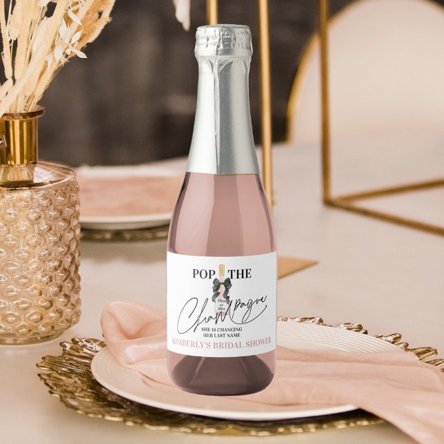 Blush Sparkling Wine Bridal Shower Mini Sparkling  Sparkling Wine Label (Creator Uploaded)