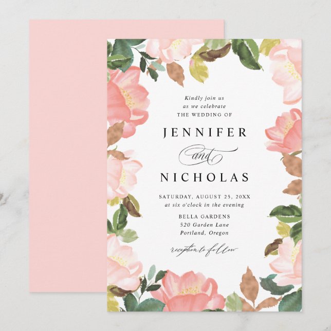 Blush Spring Floral | Wedding Invitation (Front/Back)