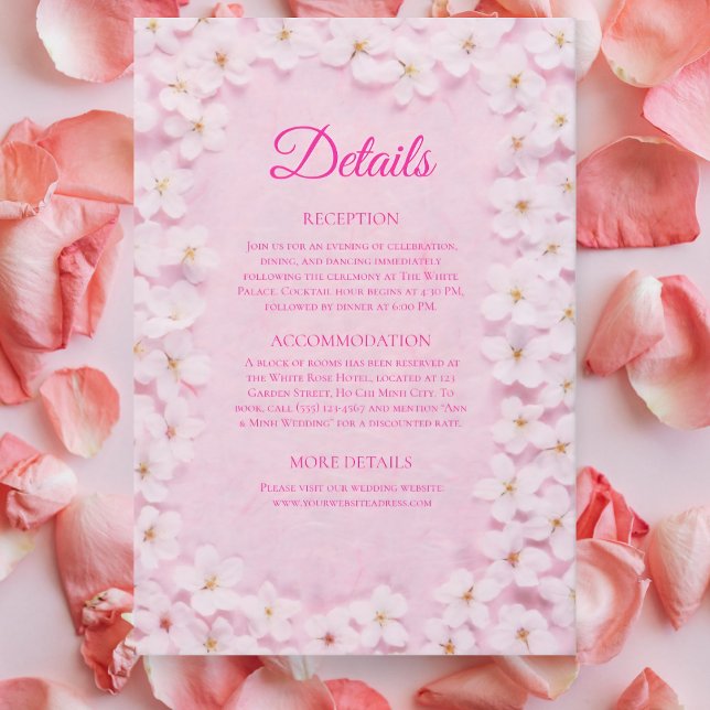 Blush Spring Sakura Pink Wedding Details Card (Creator Uploaded)