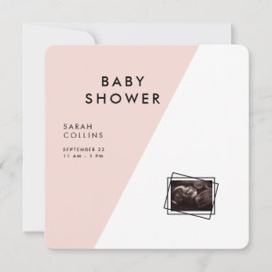 Blush Square Rounded Geometric Baby Shower  Invitation