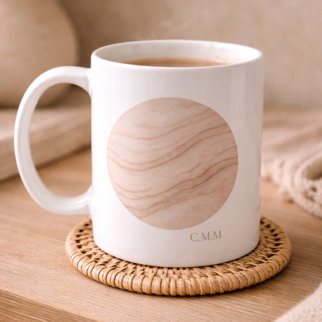 Blush Stone Ripple Mug (White ceramic paired with a blush stone accent for everyday sipping.)