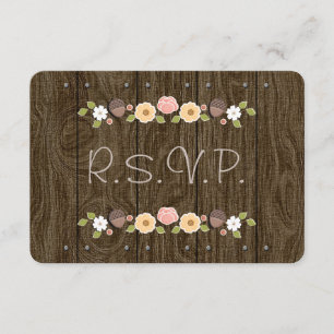 Blush String of Lights Acorn Rustic Wedding RSVP Card