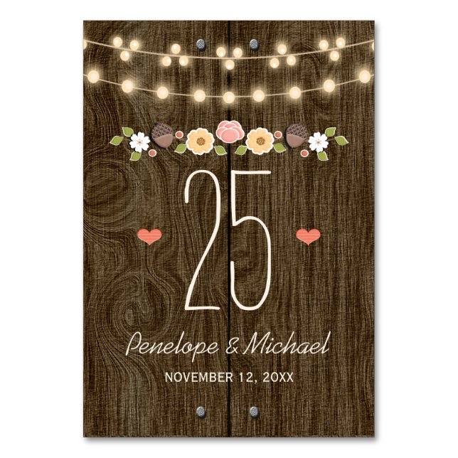 BLUSH STRING OF LIGHTS RUSTIC FALL TABLE NUMBER (Front)