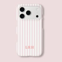 Blush Stripe Design Vintage Minuscules Monogramme