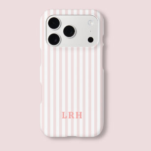 Blush Stripe Vintage Design Tiny Initials Monogram