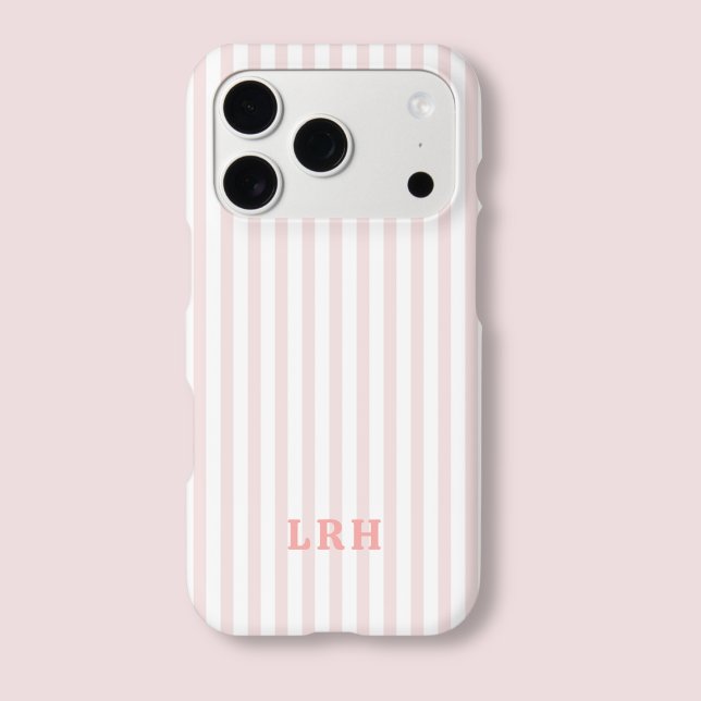 Blush Stripe Vintage Design Tiny Initials Monogram (Blush Peach Stripe Phone Cases Aesthetic)