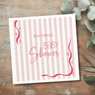 Blush Stripe Wave Elegant Party Baby Shower Napkin
