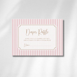 Blush Stripe Whimsical Gold Frame Diaper Raffle Enclosure Card