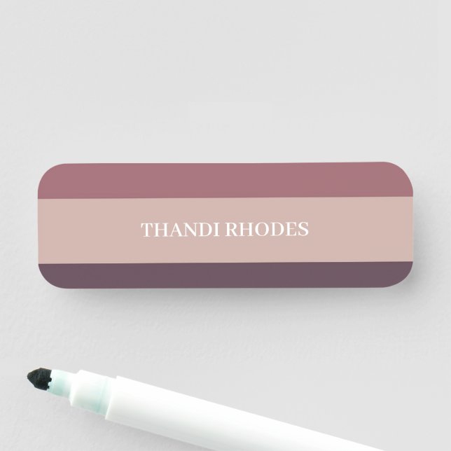 Blush stripes colour palette monogram name tag (In Situ)