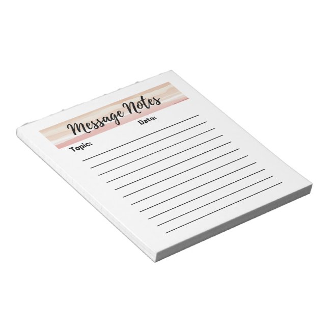 Blush Stripes Message Notes Notepad (Angled)