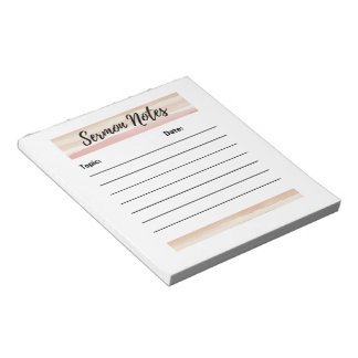 Blush Stripes Sermon Notes Notepad