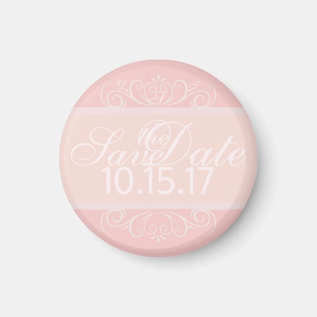 Blush Strokes Save the Date Magnet (Front)