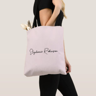 Blush Stylish Monogram Name Script Personalized Tote Bag