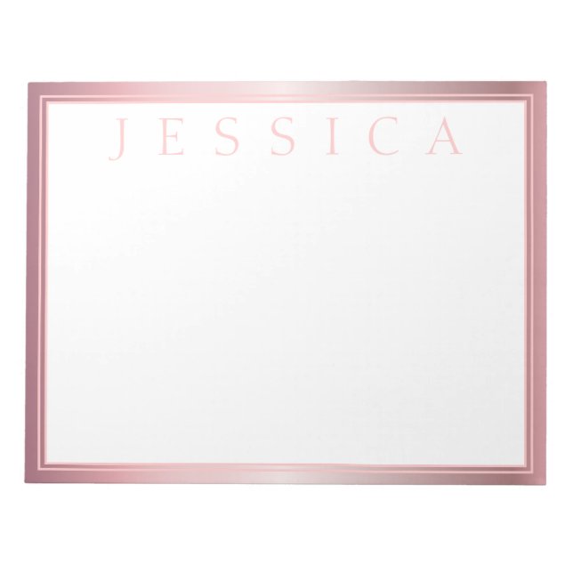 Blush & Subtle Rose Ombre | Your Name Notepad (Front)