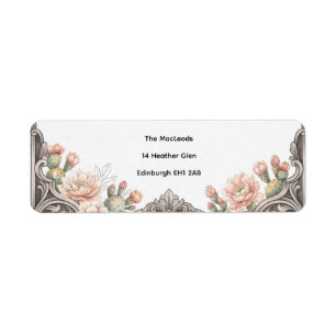 Blush Succulent Scrollwork Return Address Labels