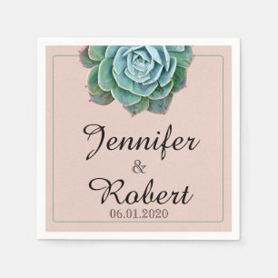 Blush Succulent Wedding Napkin