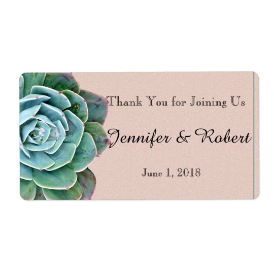 Blush Succulent Wedding Water Bottle Label Shipping Label