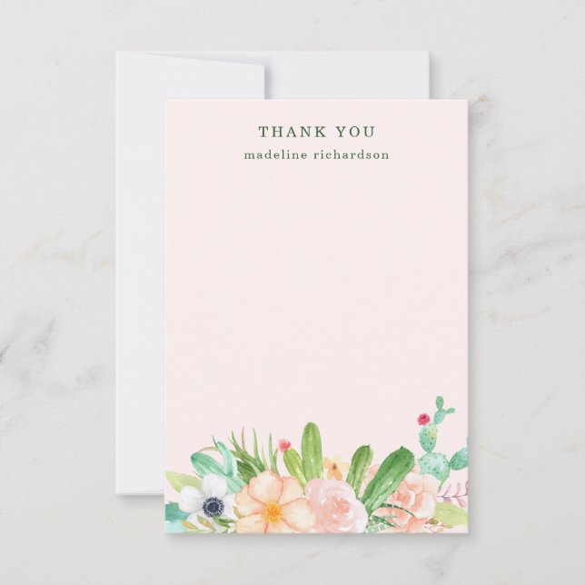 Blush Succulents Thank You Card (Front)