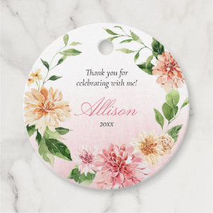 Blush Summer Floral Romantic Bridal Shower  Favour Tags