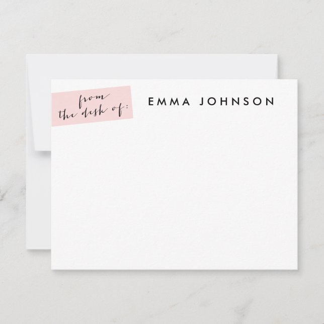 Blush Tab Flat Note Card - dot backer (Front)