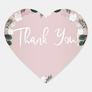 Blush Taupe Cotton Floral Greenery Rustic Wedding Heart Sticker