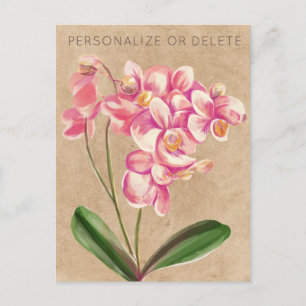 Blush Taupe Orchid Watercolor Floral Personalized Postcard