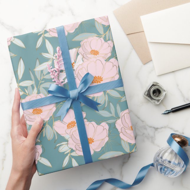 Blush Teal Garden Wrapping Paper (Gifting)