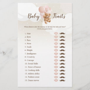 Blush Teddy Bear Baby Traits Game Flyer