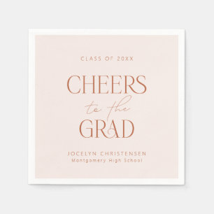 Blush Terracotta Personalized Cheers Grad Party Napkin