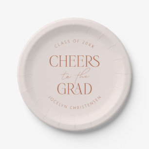 Blush Terracotta Personalized Cheers Grad Party Paper Plate
